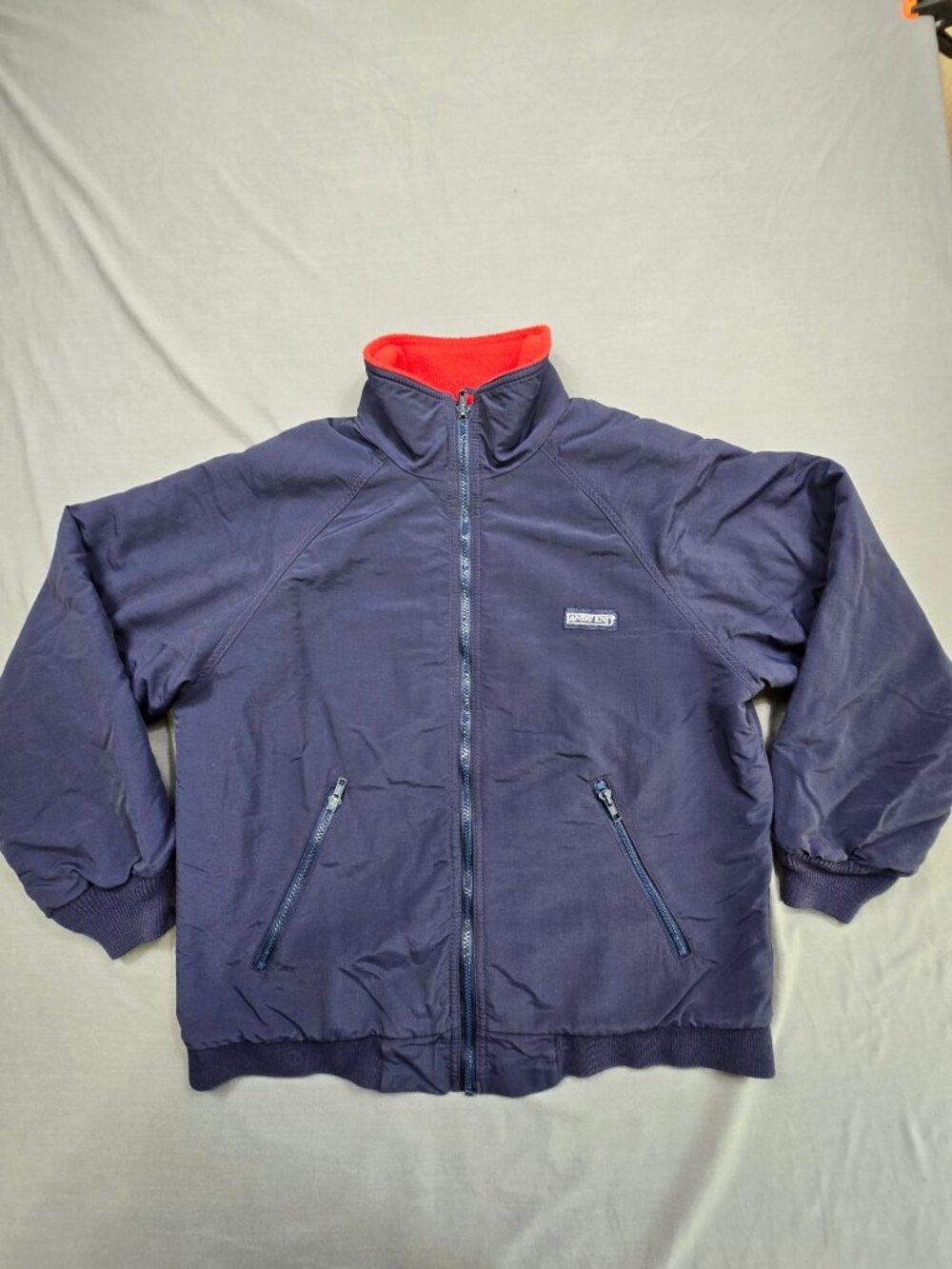 Lands End Mens Small Regular Squall Jacket Navy Red Fleece Lined Insulated